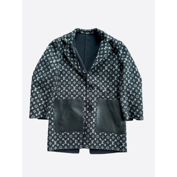 Louis Vuitton Black & Grey Monogram Reversible Wool Peacoat - Picture 1 of 9